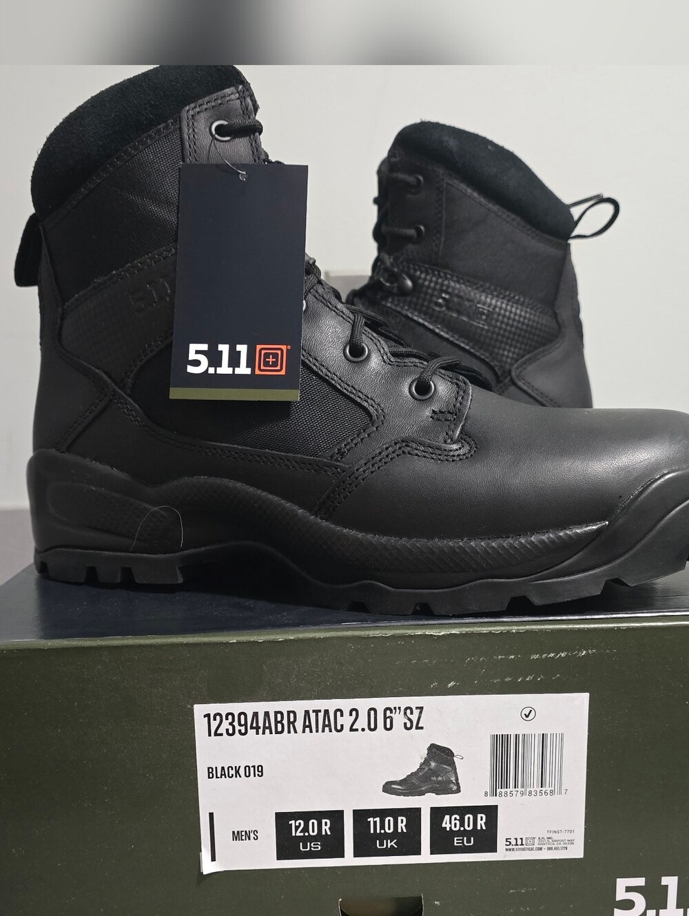 5.11 Tactical Men's Boots 12394 ATAC 2.0 6" SZ BLACK Size 12R- *BRAND NEW*